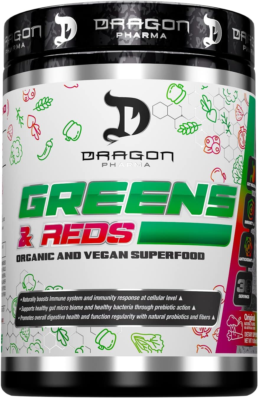 DRAGON PHARMA Greens and Reds Superfood Powder, 30 Servings (Original) - görsel 1