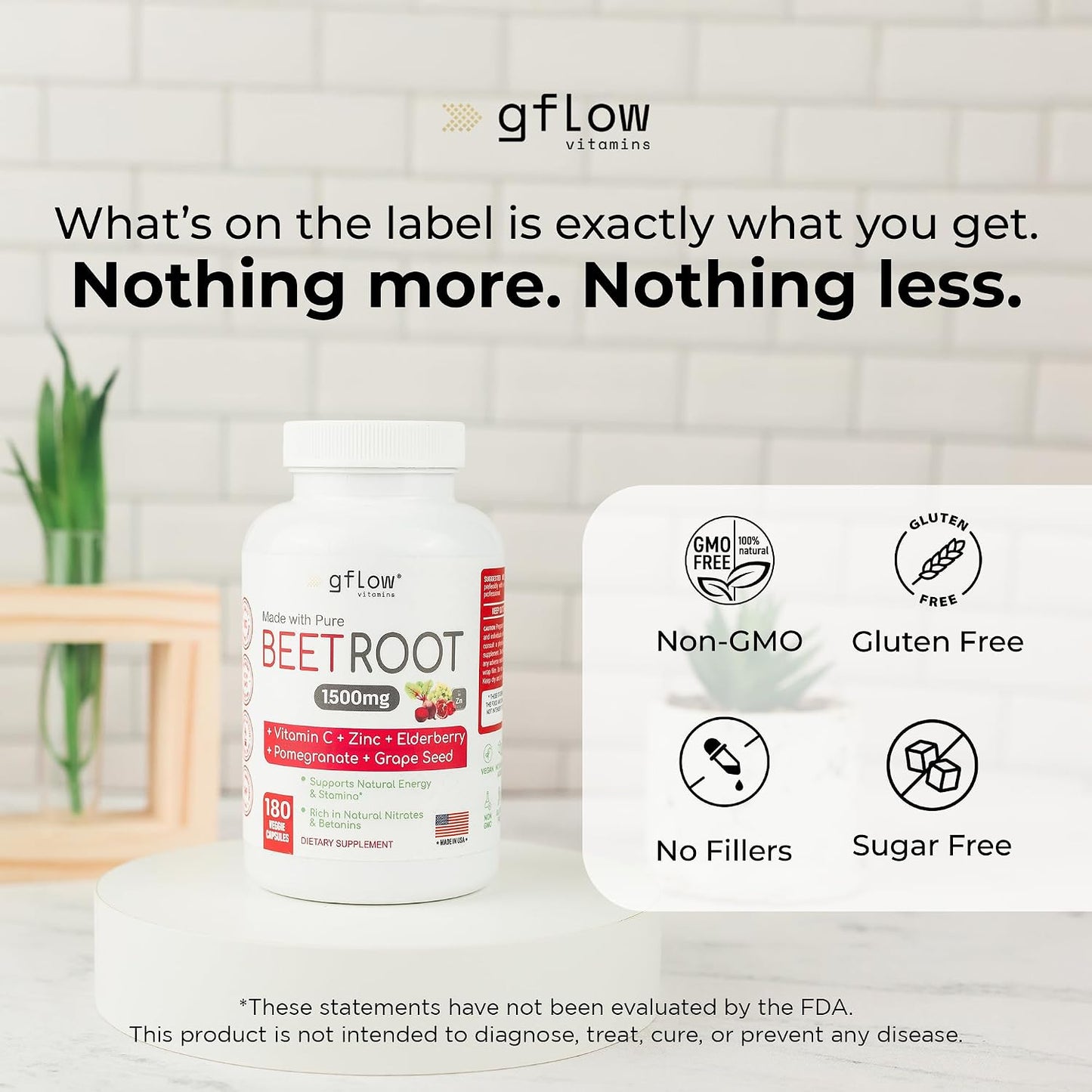 gflow vitamins Organic Beetroot Capsules with Vitamin C and Zinc - 180 Capsules - görsel 8