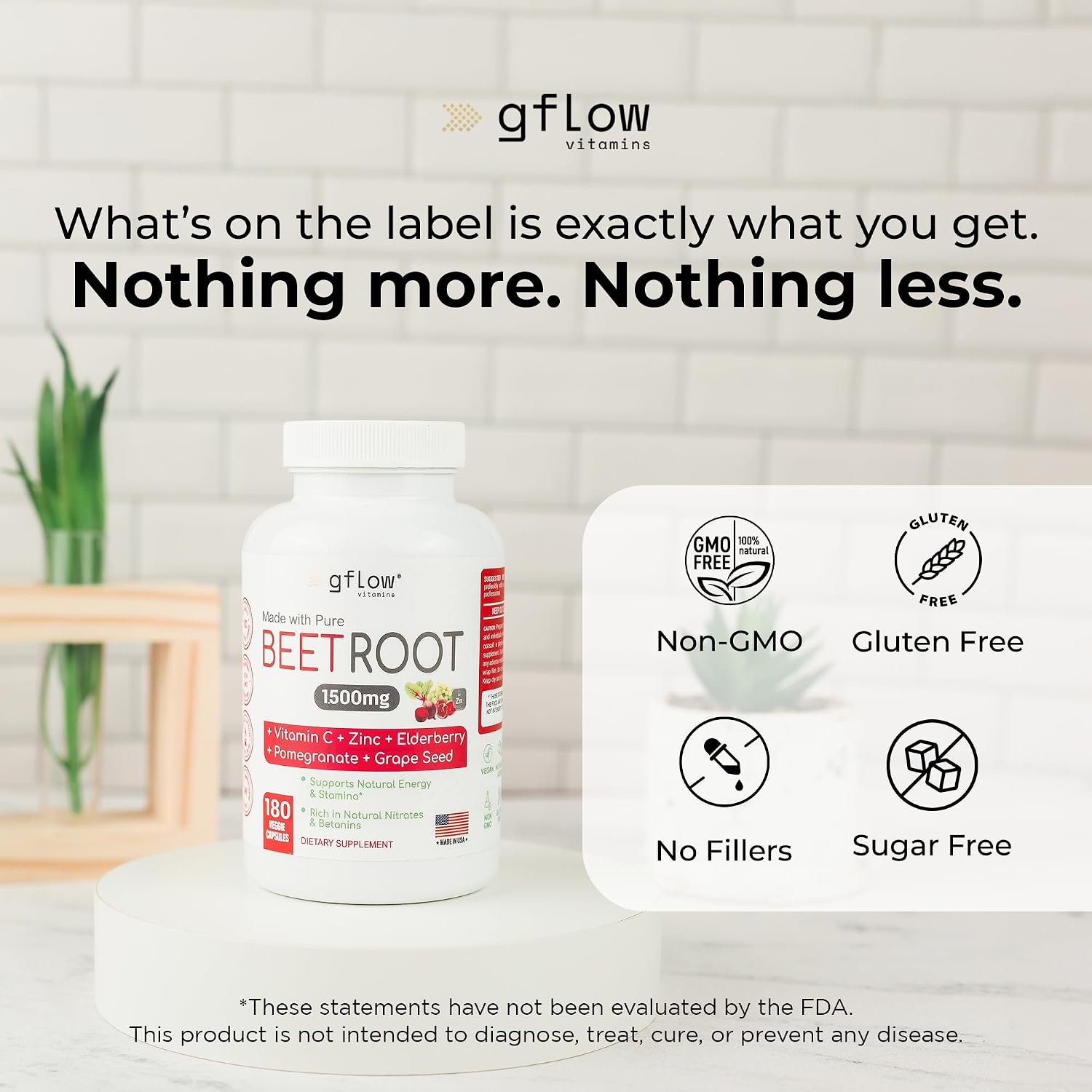 gflow vitamins Organic Beetroot Capsules with Vitamin C and Zinc - 180 Capsules - görsel 8