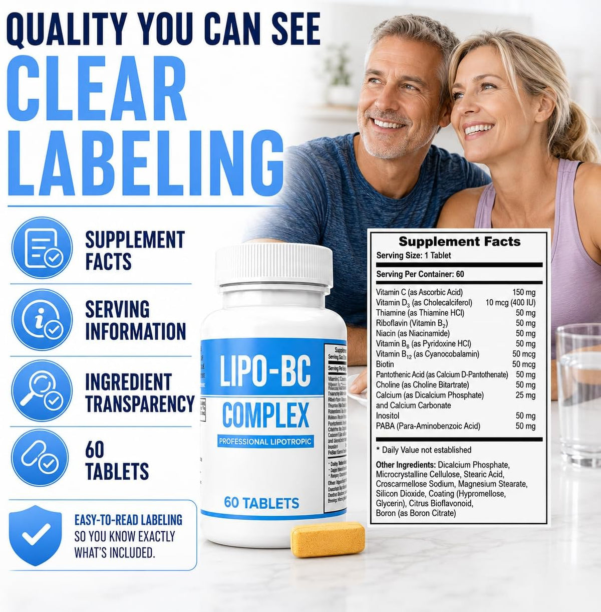 LIPO-BC B-Complex Supplement (2 Pack, 120 Tablets) - görsel 8