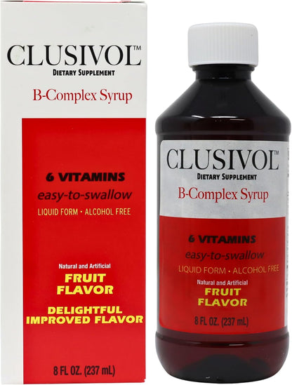 CLUSIVOL B-Complex Syrup – for Skin, Hair, Nervous System & Heart Health (237 ml / 8 Fl Oz)