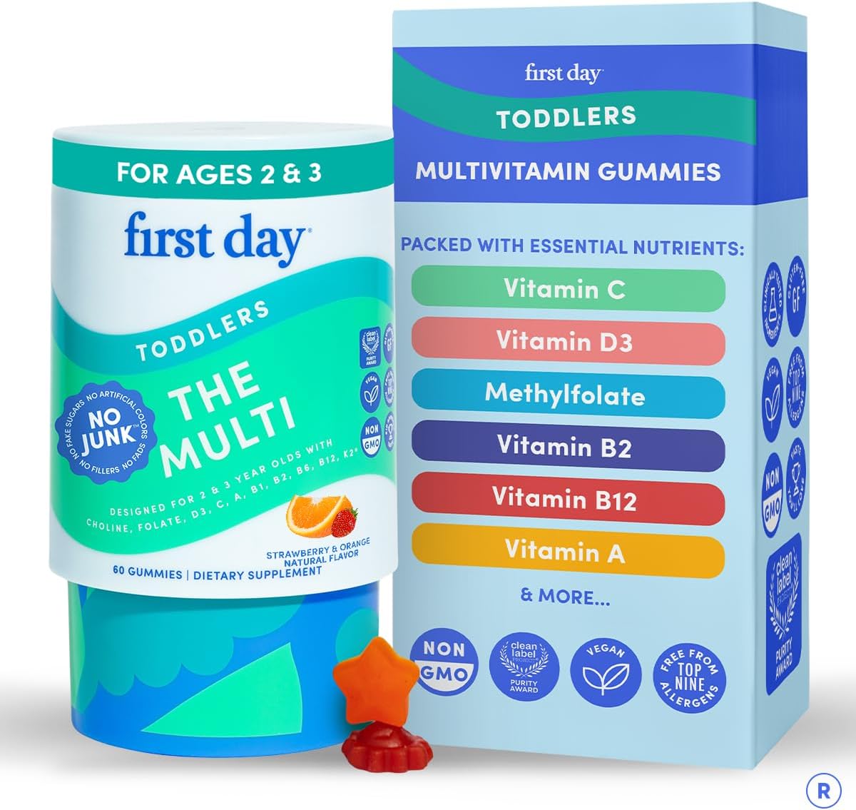 Toddler Multivitamin Gummies for Ages 2 & 3 – 60 Count - görsel 1
