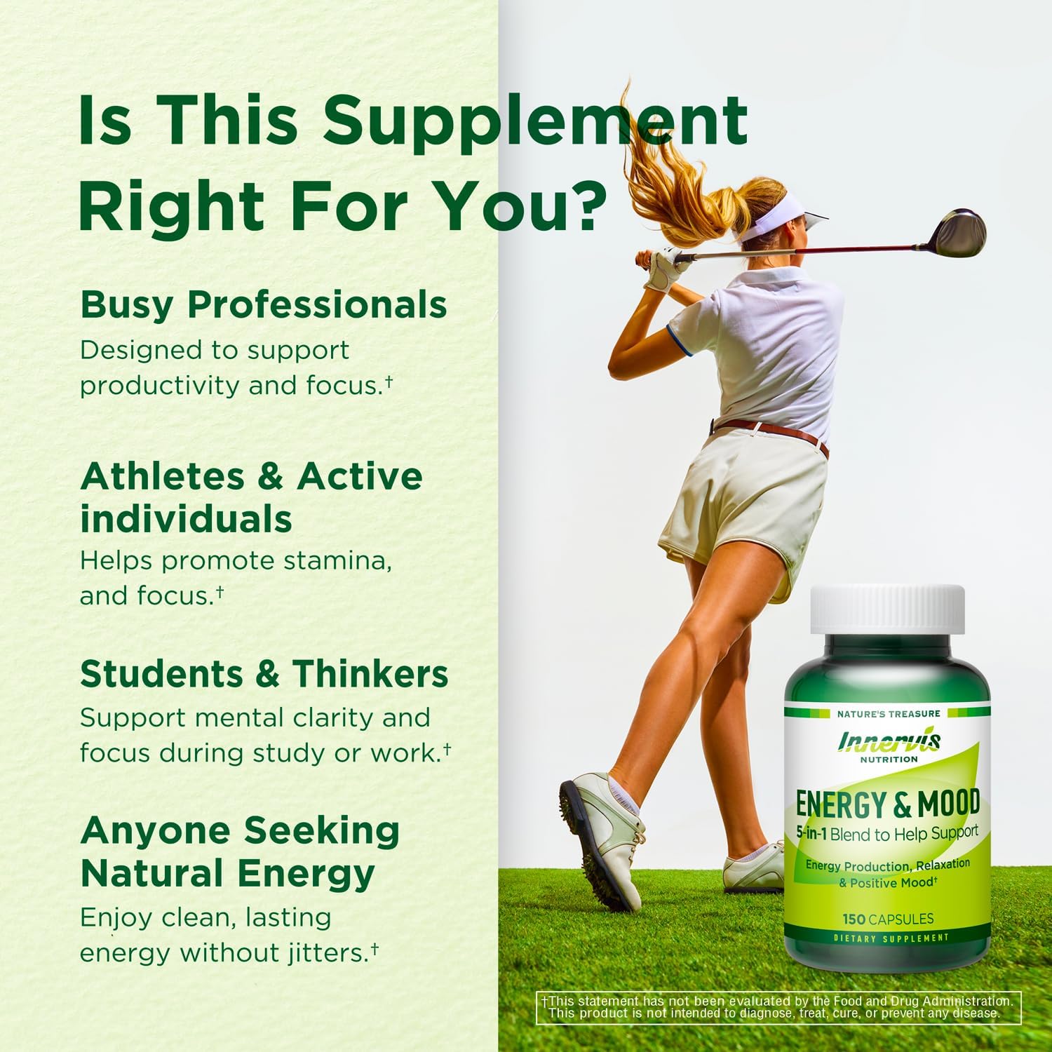 Energy & Mood Supplement – Boost Energy & Reduce Tiredness, Support Relaxation – 150 Capsules – Non-GMO, Third-party Tested – Innervis Nutrition - görsel 5