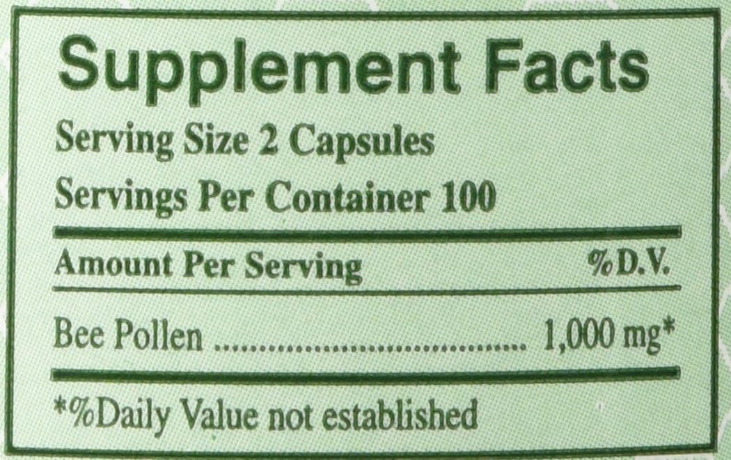 Y.S. ECO Bee Farms 100% Pure Bee Pollen, 1000mg, 200 Capsules - görsel 2
