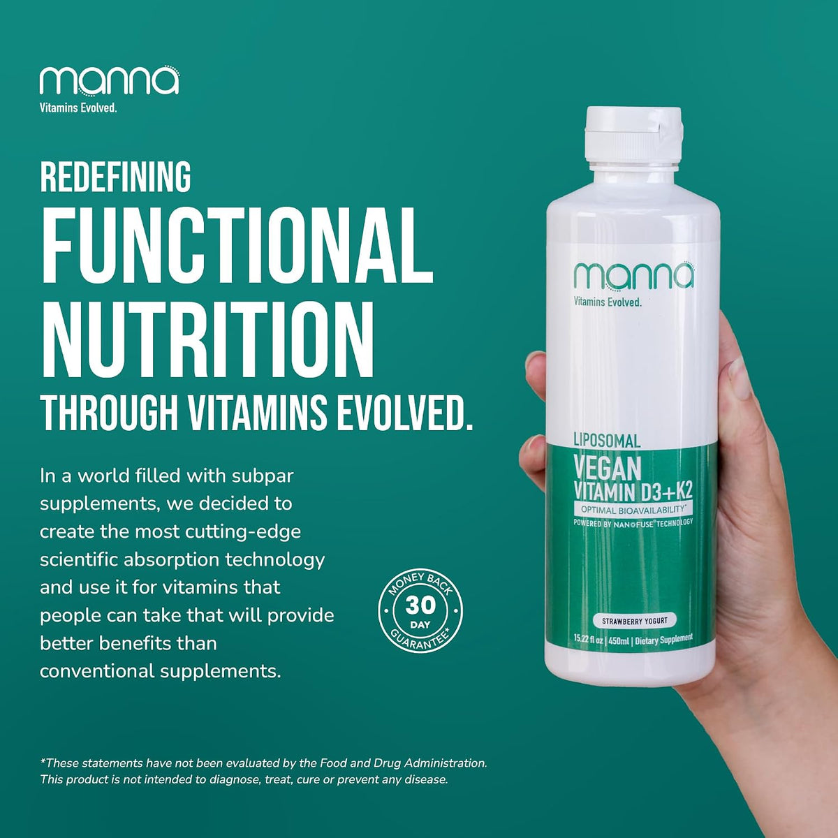 Manna Vitamins Evolved Liposomal Vegan K2 D3 Vitamin Supplement – Immune Support, Heart Health, Bone Strength - görsel 6