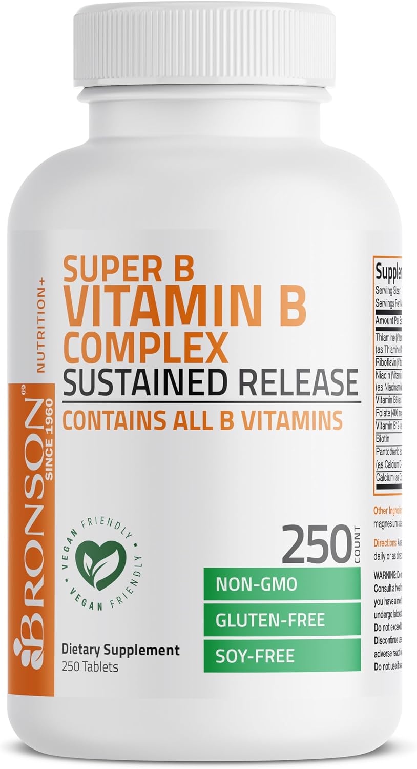 Bronson Super B Vitamin B Complex - Sustained Release, 250 Tablets - görsel 5
