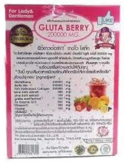 Gluta Berry 200000 mg Drink – Glutathione and Collagen Supplement, Berry Flavour (10 Sachets)