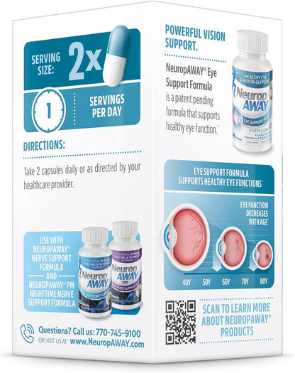 NeuropAWAY Eye Support - 90 Capsules with Lutein, Zeaxanthin, N-Acetyl L-Carnosine & More