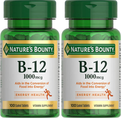 Nature's Bounty Vitamin B12 1000 mcg, Supports Energy Metabolism, 200 Tablets