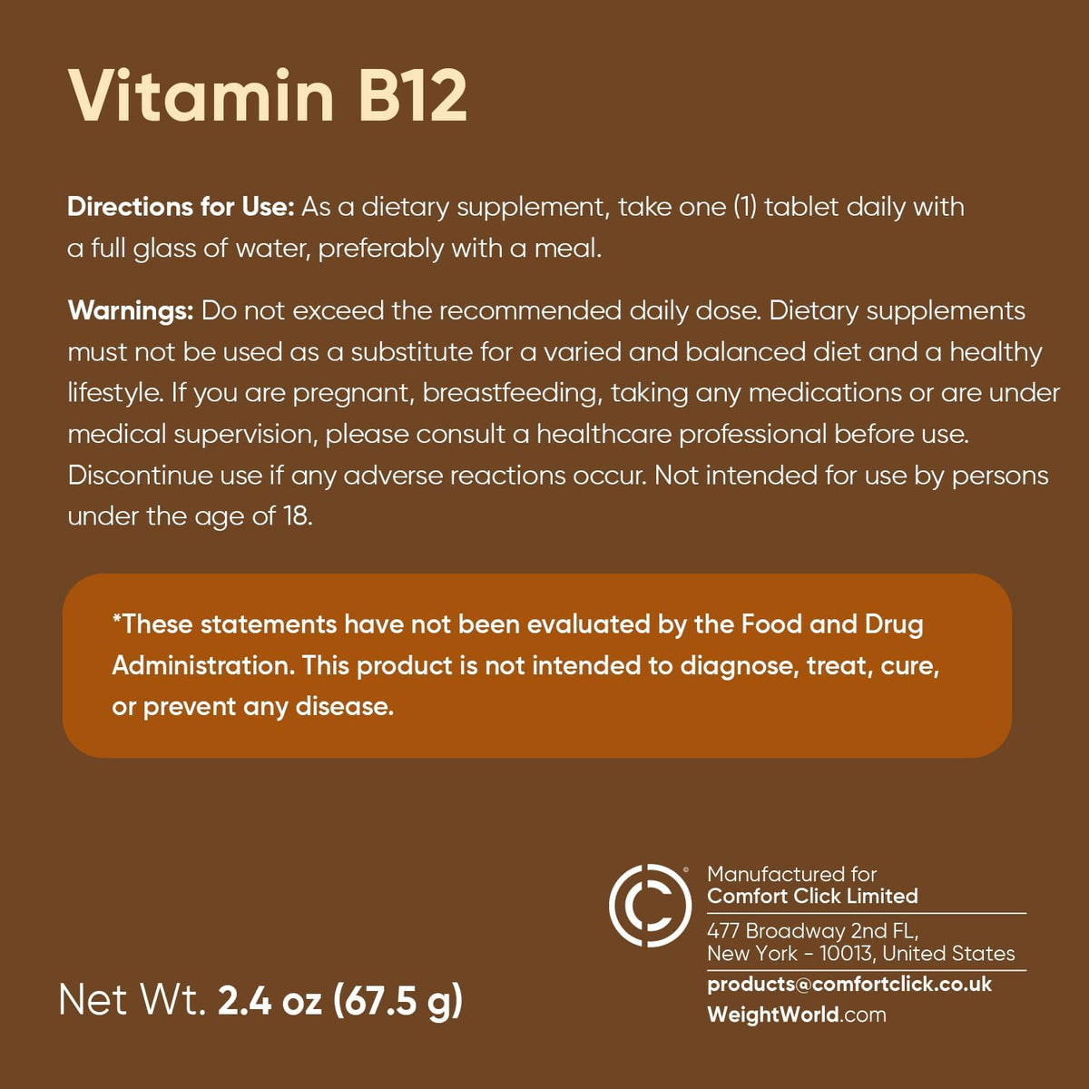 WeightWorld Vitamin B12 1000 mcg - 450 Mini Tablets - Methylcobalamin - görsel 7