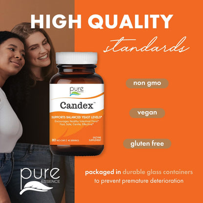Pure Essence Candex Food Supplement – Yeast Balance Support with Digestive Enzymes – 80 Capsules