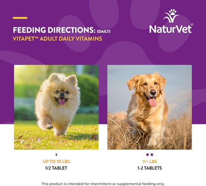 NaturVet VitaPet Adult Daily Vitamins for Dogs with Breath Aid, 60 Tablets