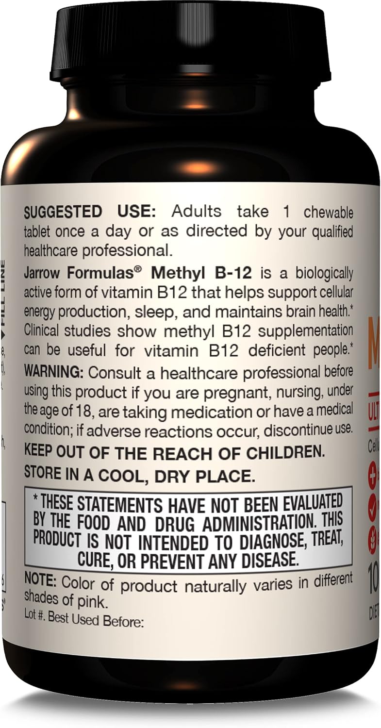 Jarrow Formulae Methyl Vitamin B12 2500 mcg, 100 Chewable Tablets, Tropical Flavoured - görsel 8