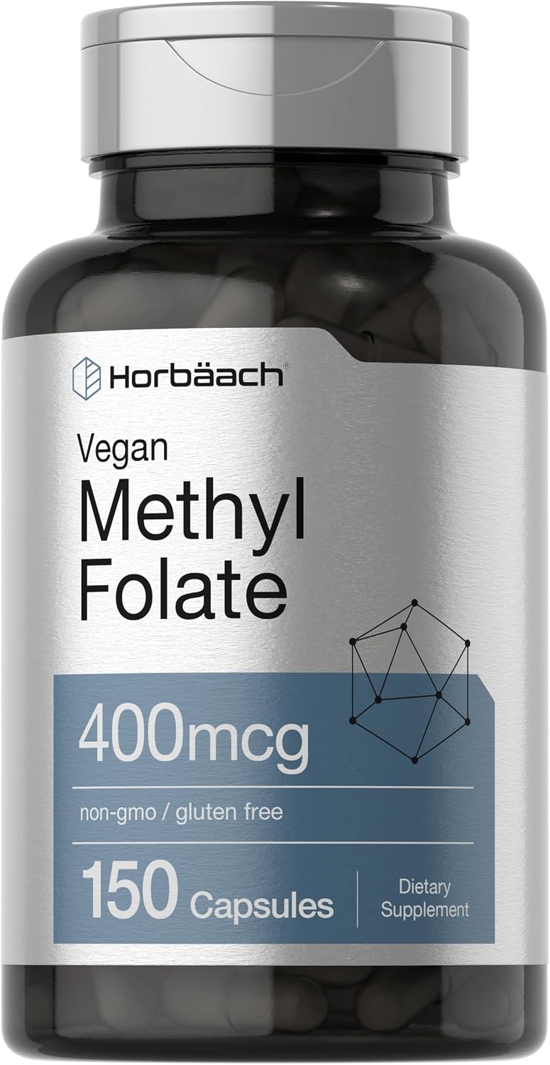 Horbäach Methyl Folate 400 μg | 150 Vegan Capsules | Non-GMO, Gluten-free | Food Supplement - görsel 1