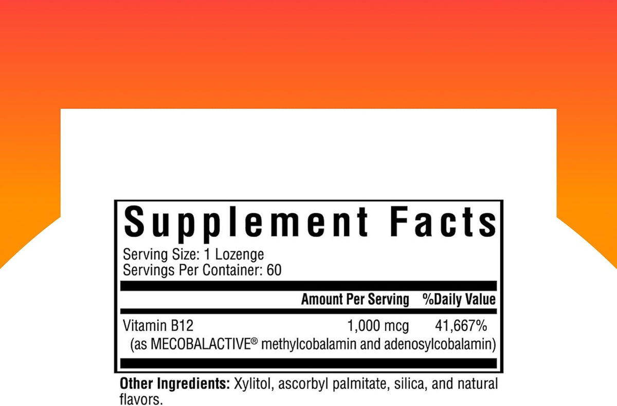 Seeking Health Methyl B12 1000 – 5000 mcg B12 as Methylcobalamin & Adenosylcobalamin (60 Lozenges) - görsel 2