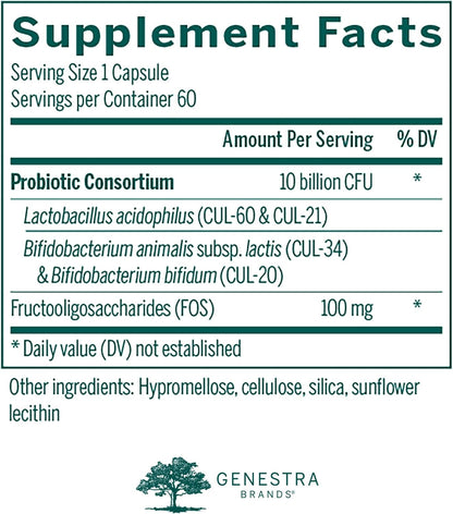 Genestra Brands HMF Forte Probiotic Food Supplement - 60 Capsules