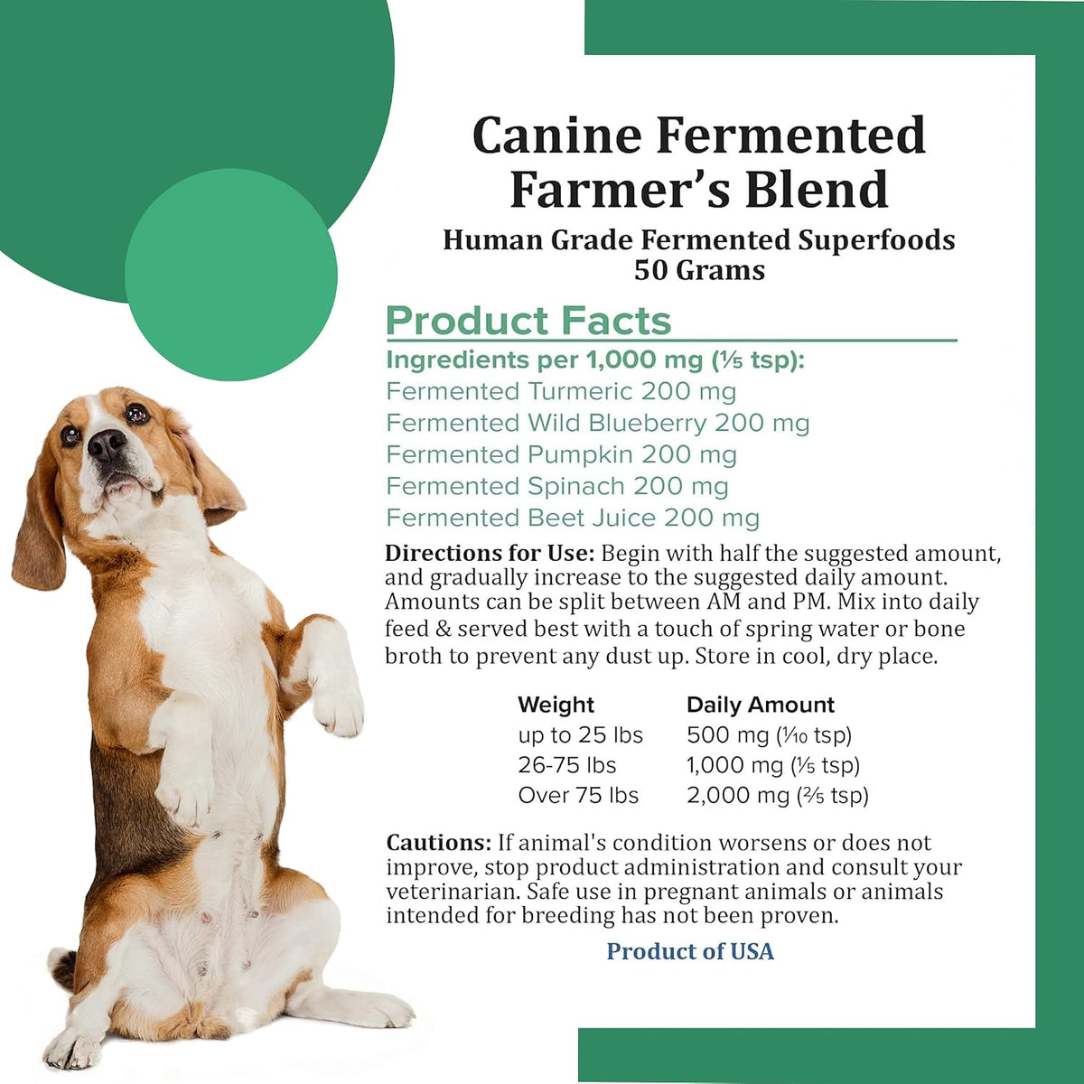 Canine Fermented Farmer's Blend | Nutrient-Rich Dog Food Topper | Plant-Based Supplement for Gut Flora | Pumpkin, Spinach, Fruit and Vegetable Powder Mix (50g) - görsel 4