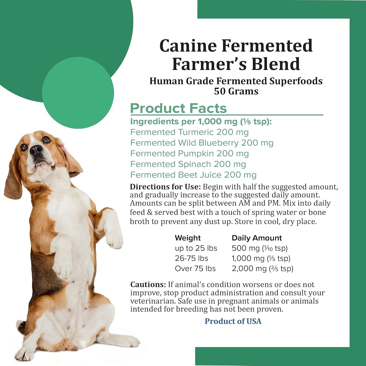 Canine Fermented Farmer's Blend | Nutrient-Rich Dog Food Topper | Plant-Based Supplement for Gut Flora | Pumpkin, Spinach, Fruit and Vegetable Powder Mix (50g) - görsel 4