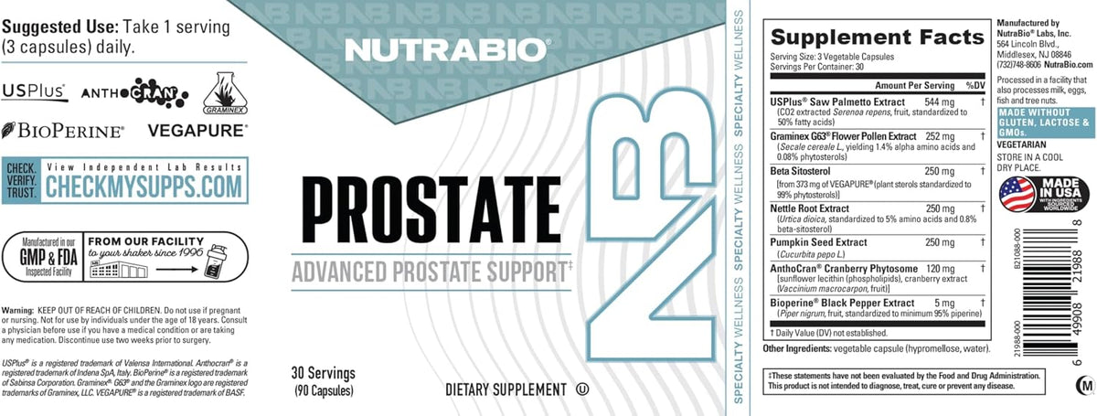 NutraBio Prostate - Advanced Prostate Function Support - Inflammation Defence and Antioxidant Support - 90 Capsules - görsel 9