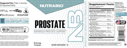 NutraBio Prostate - Advanced Prostate Function Support - Inflammation Defence and Antioxidant Support - 90 Capsules