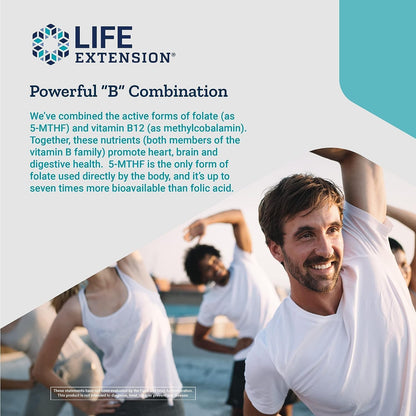 Life Extension BioActive Folate & Vitamin B12, 150 Vegetarian Capsules (2-Pack)
