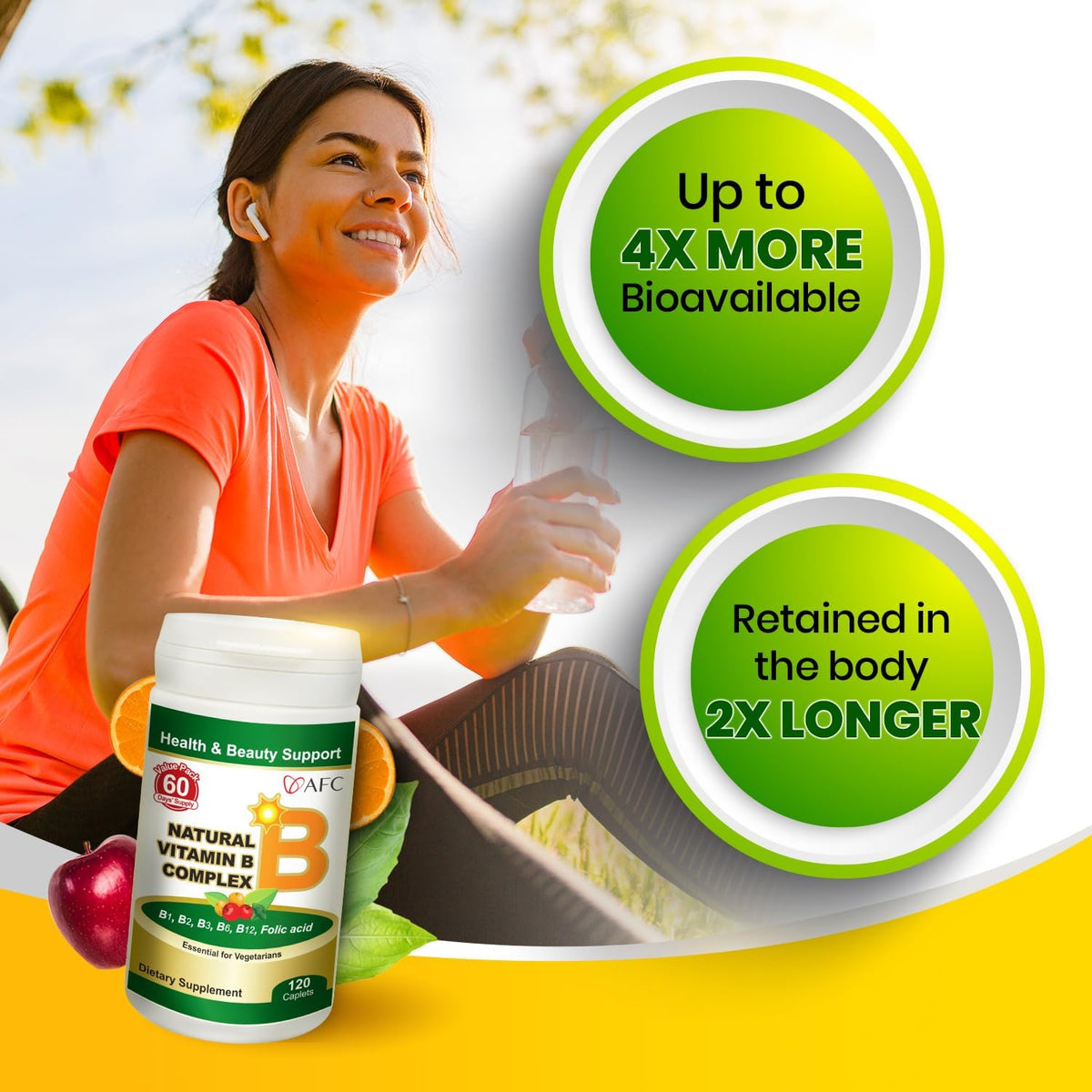 AFC Japan Natural Vitamin B Complex - 120 Vegan Tablets - görsel 3