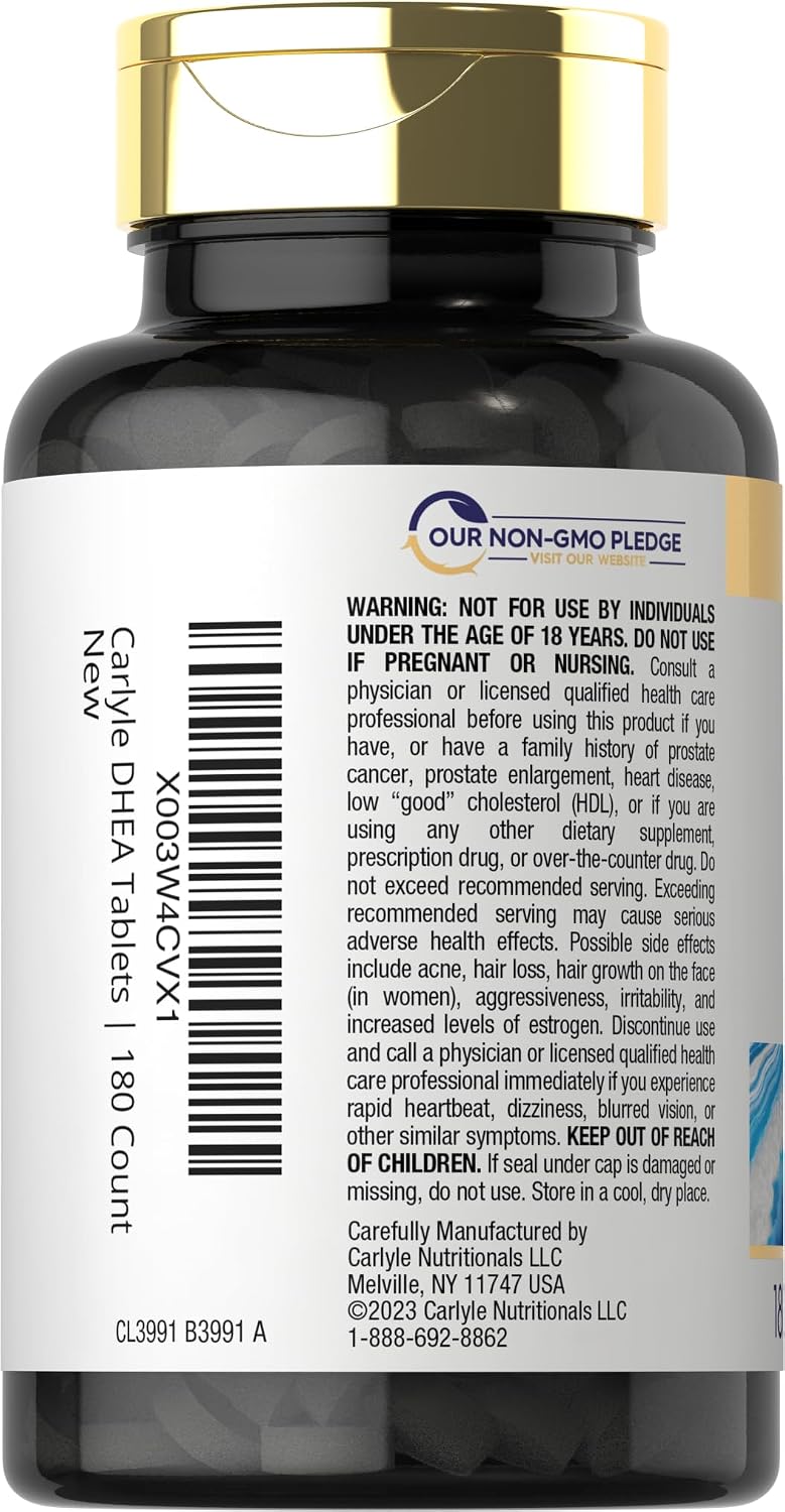 Carlyle DHEA 25 mg Supplement – 180 Vegetarian Tablets, Non-GM & Gluten-Free - görsel 3