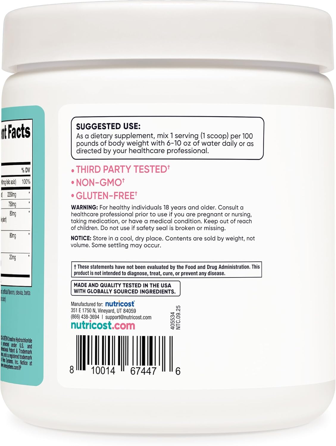 Nutricost Creatine Monohydrate Powder for Women - Peach Mango Flavour, 50 Servings - görsel 4