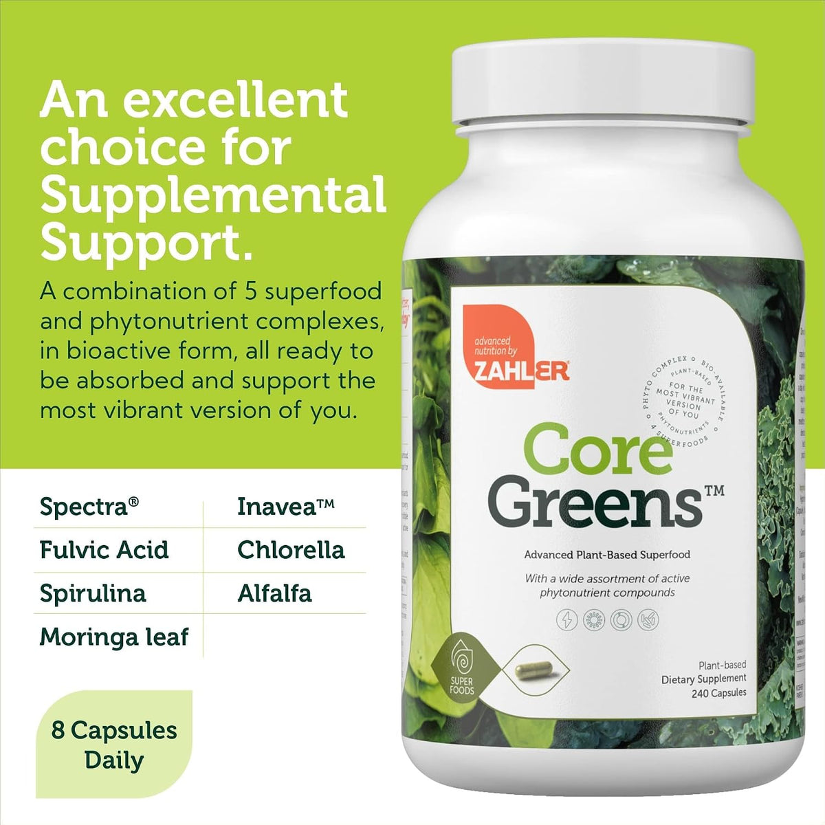 Zahler Core Greens - Superfood Greens Capsules (240 Capsules) - görsel 5