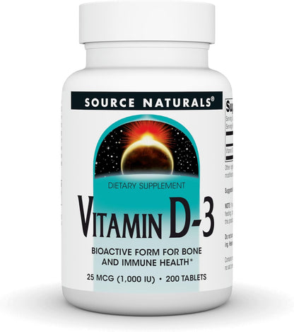Source Naturals Vitamin D-3 1000 IU (25 mcg) – 200 Tablets