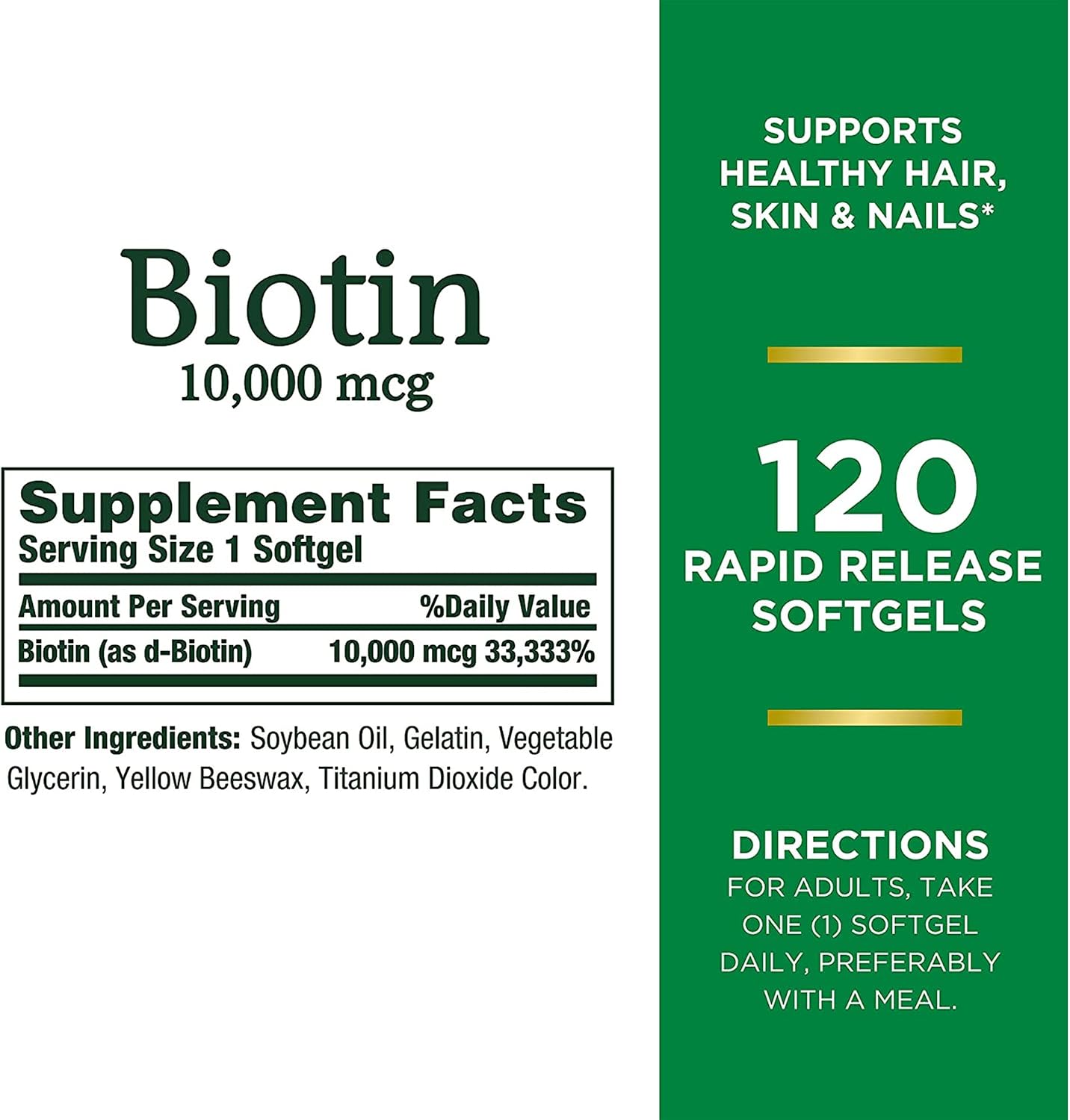 Nature's Bounty Biotin, Supports Healthy Hair, Skin and Nails, 120 Tablets - görsel 2