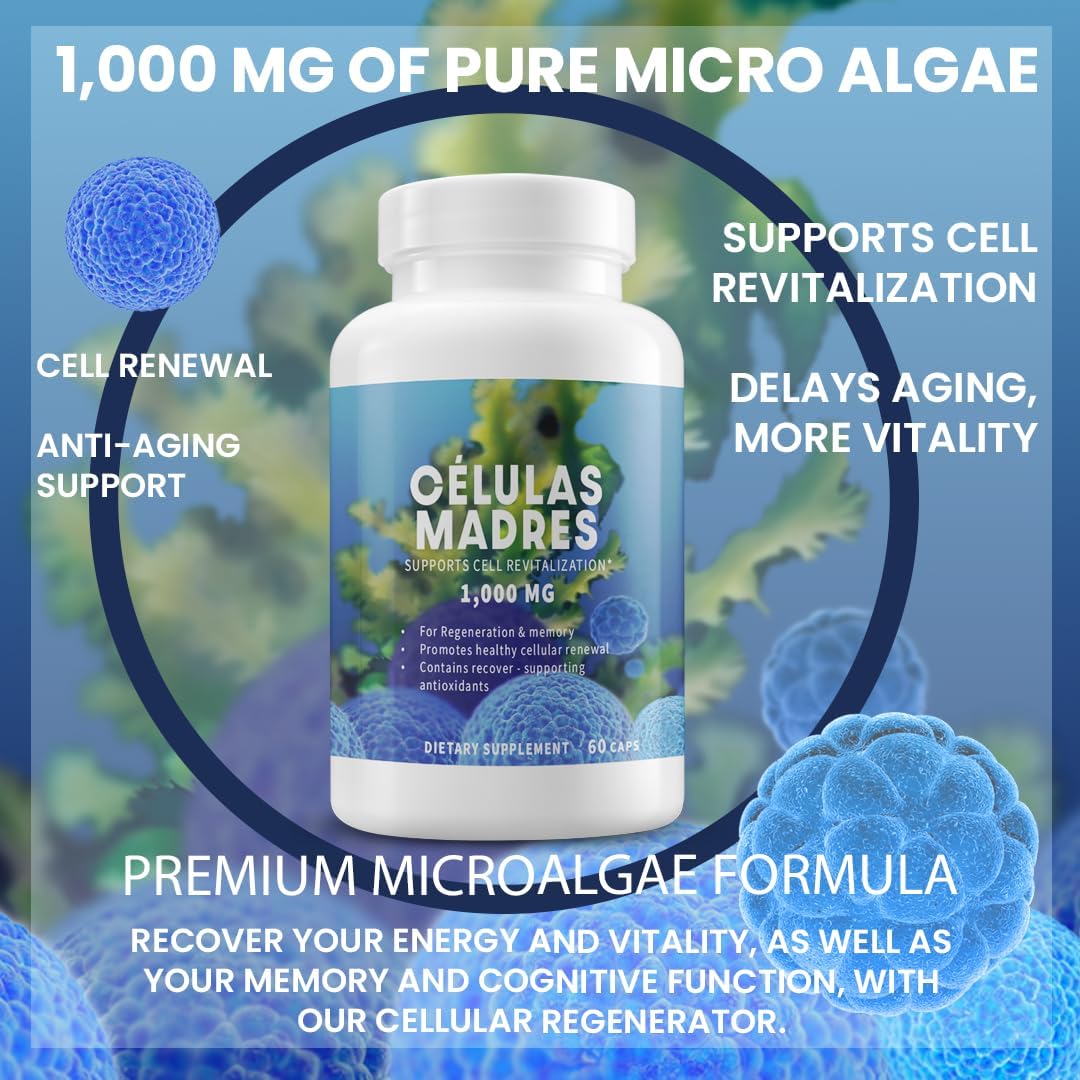 EXPLENDUS 4 Celulas Madres AFA Stem Natural Cell - Blue Green Algae Supplement, 60 Capsules, 1000 mg, Non-GM, Gluten-free - görsel 2