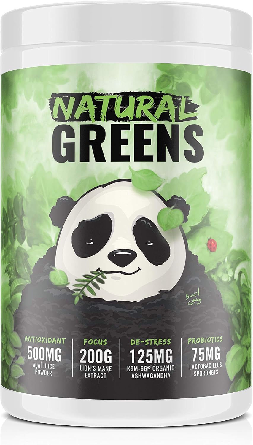 Panda Natural Greens Superfood - Pineapple (390 g) | Organic Greens, Reds, Golds, Probiotics, Ashwagandha, Lion's Mane - görsel 1