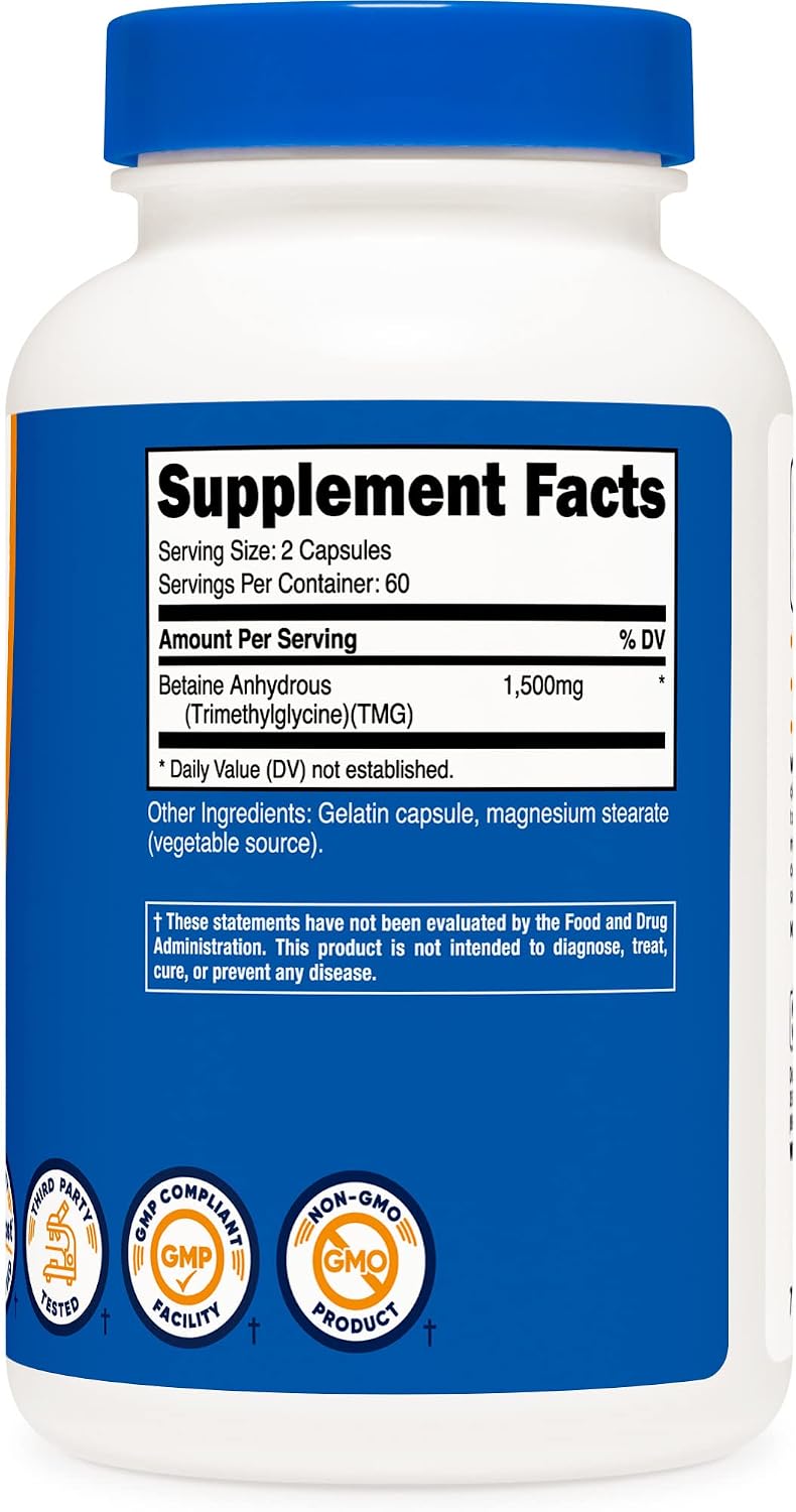 Nutricost Betaine Anhydrous Capsules 1500mg (3 Bottles) - görsel 5