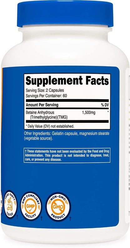 Nutricost Betaine Anhydrous Capsules 1500mg (3 Bottles)