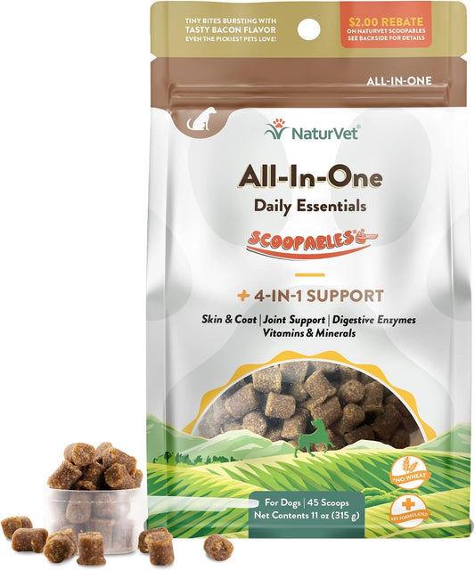 NaturVet Scoopables All-in-One Multivitamin for Dogs, Hickory Smoked Bacon, 312 g