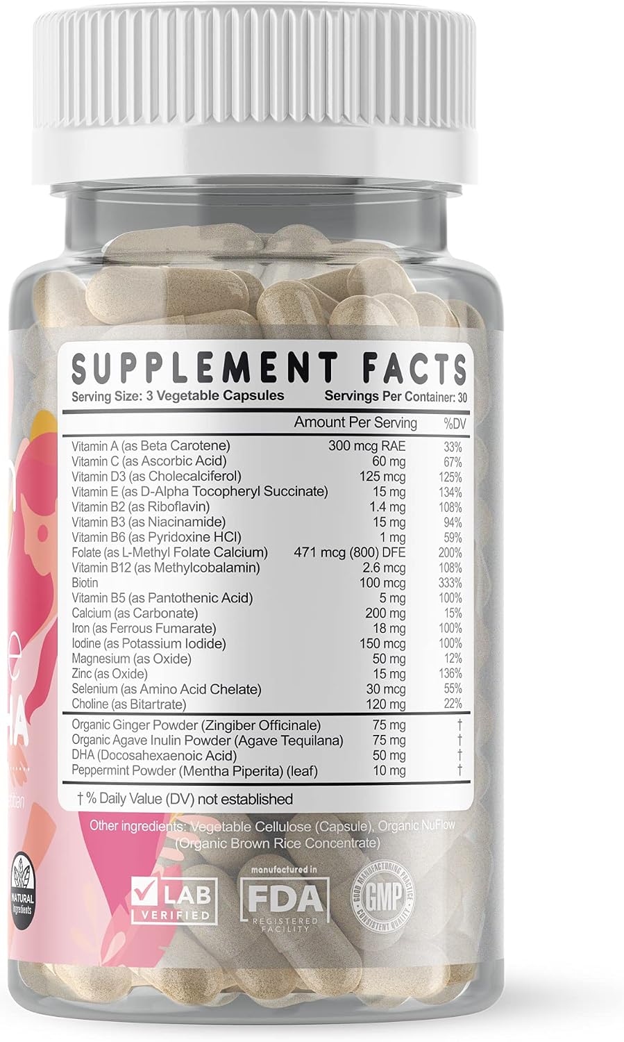 Feed Mom & Me Prenatal Vitamin + DHA - 22 Vitamins & Minerals for Baby’s Development & Mum's Nourishment, 30-Day Supply - görsel 2