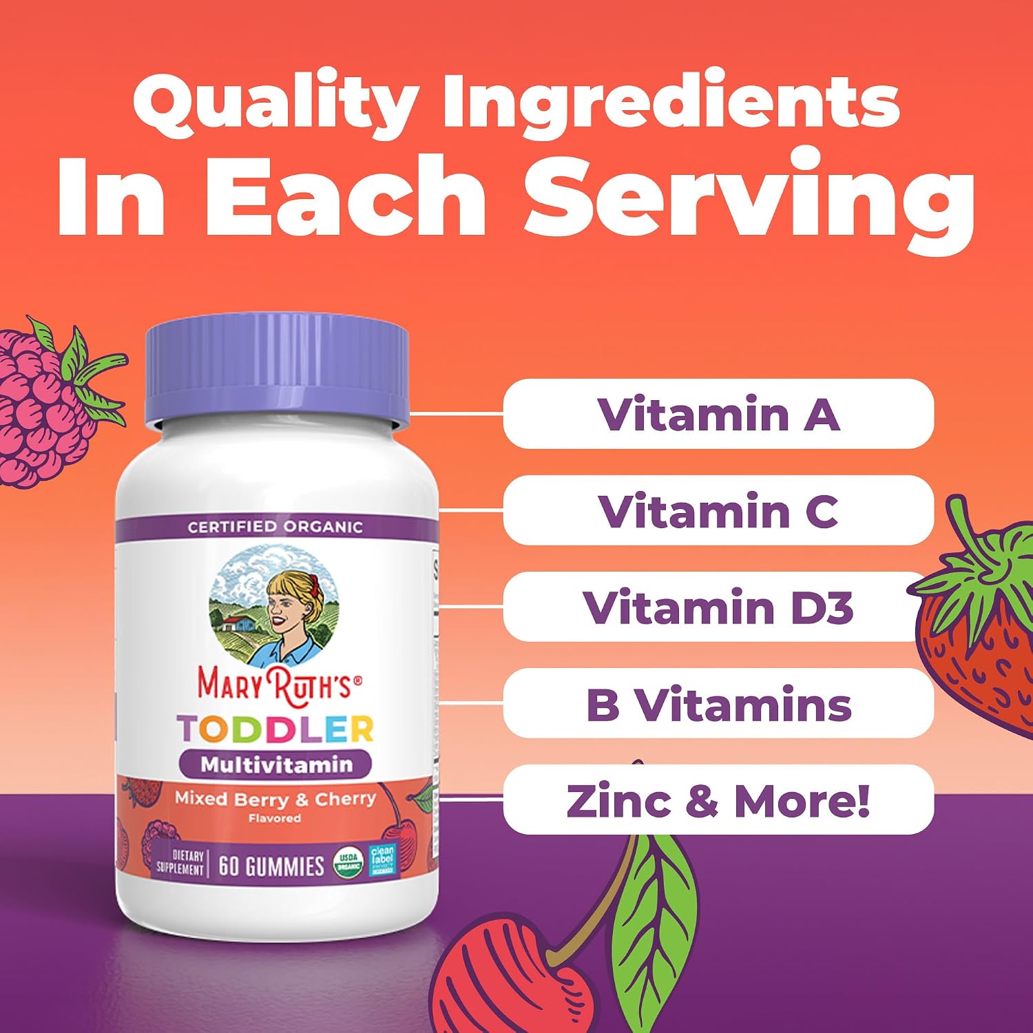 MaryRuth's Organic Toddler Multivitamin Gummies | 60 Count (60-Day Supply) - görsel 5
