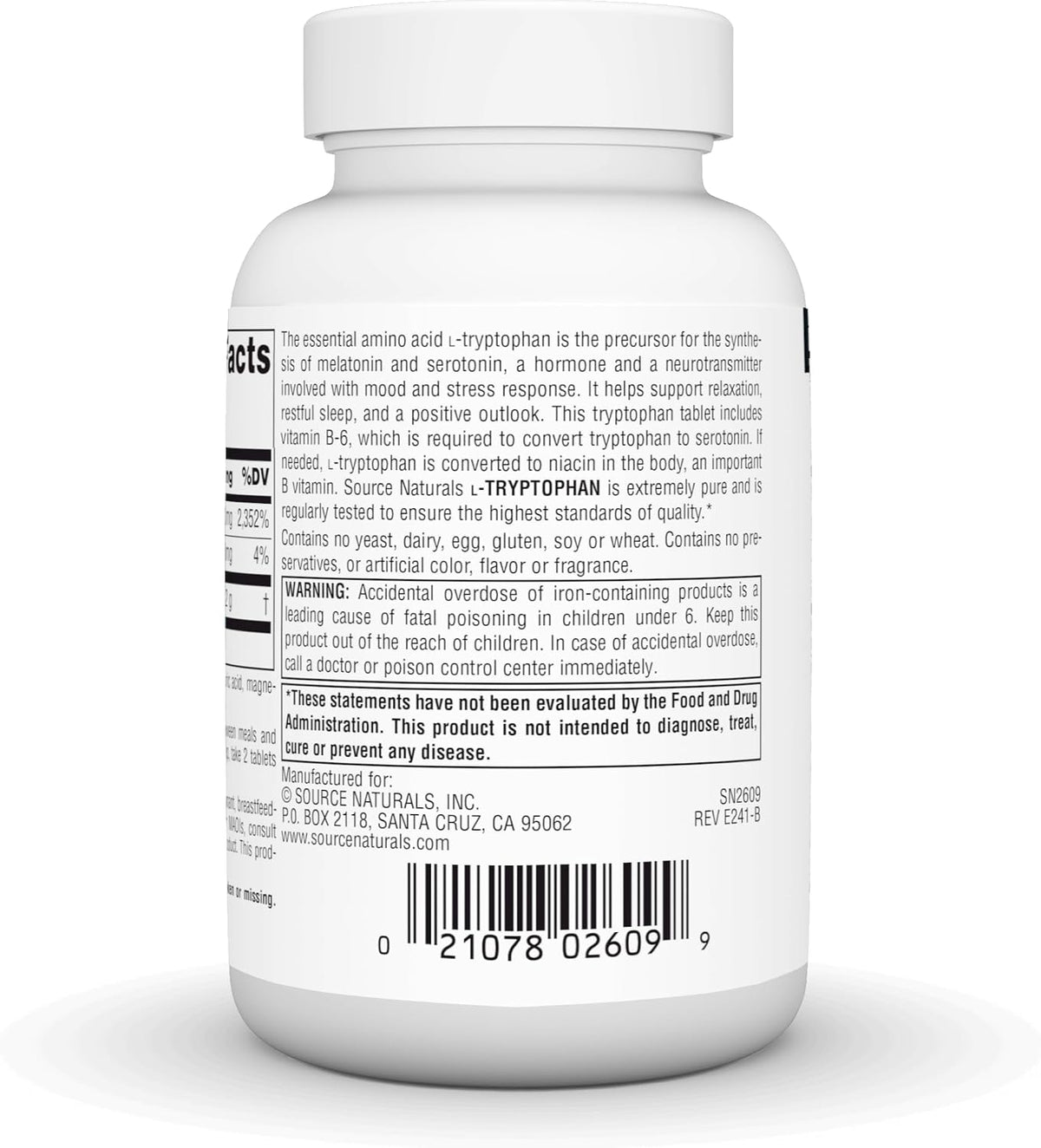 Source Naturals L-Tryptophan with Vitamin B-6, 1000mg, 60 Tablets - görsel 3