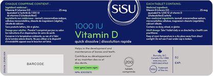 Sisu Vitamin D 1000 IU Family Pack, 200 Tablets