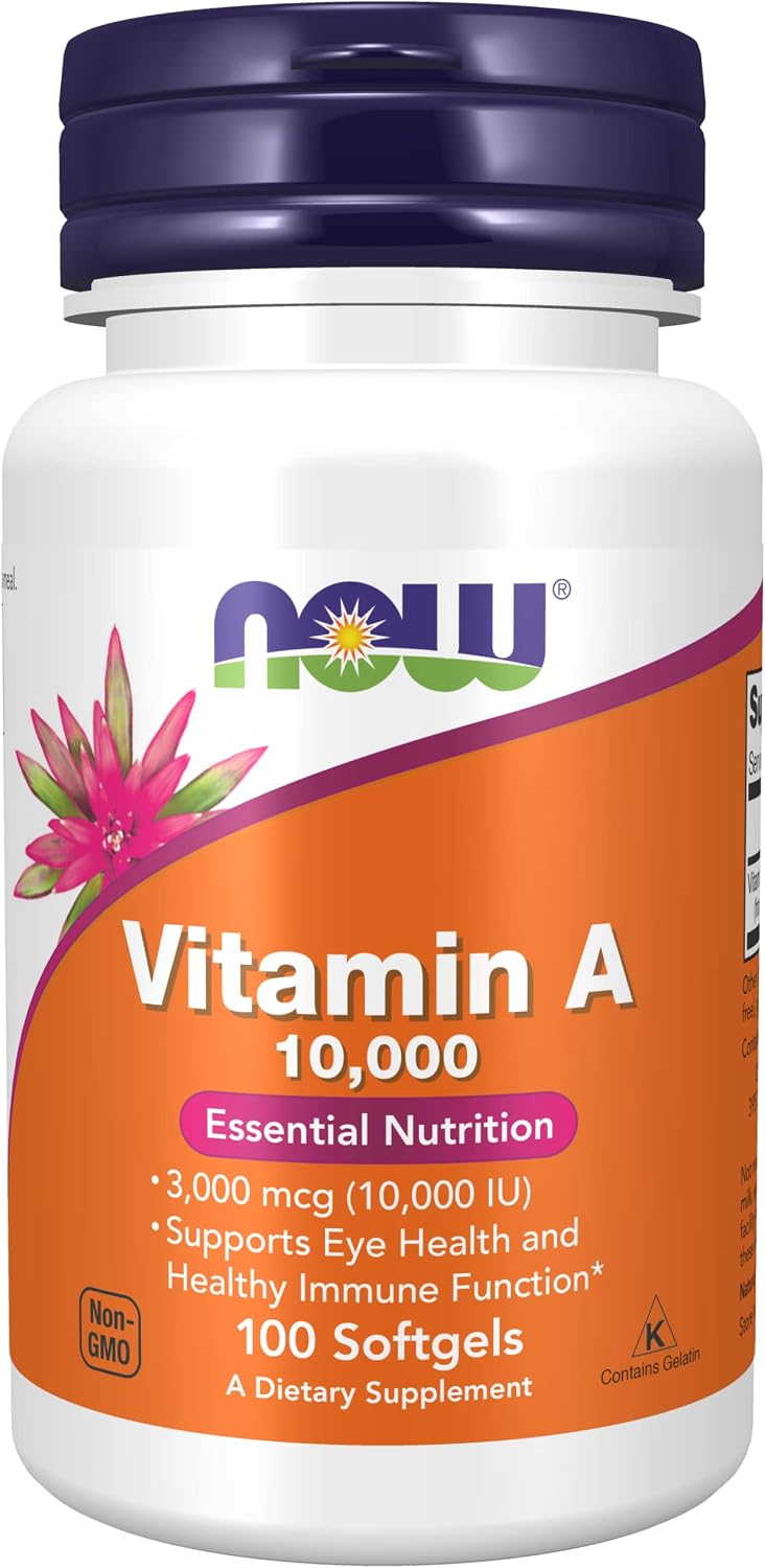 NOW Foods Vitamin A 10000 IU, 100 Softgels (Pack of 3) - görsel 1