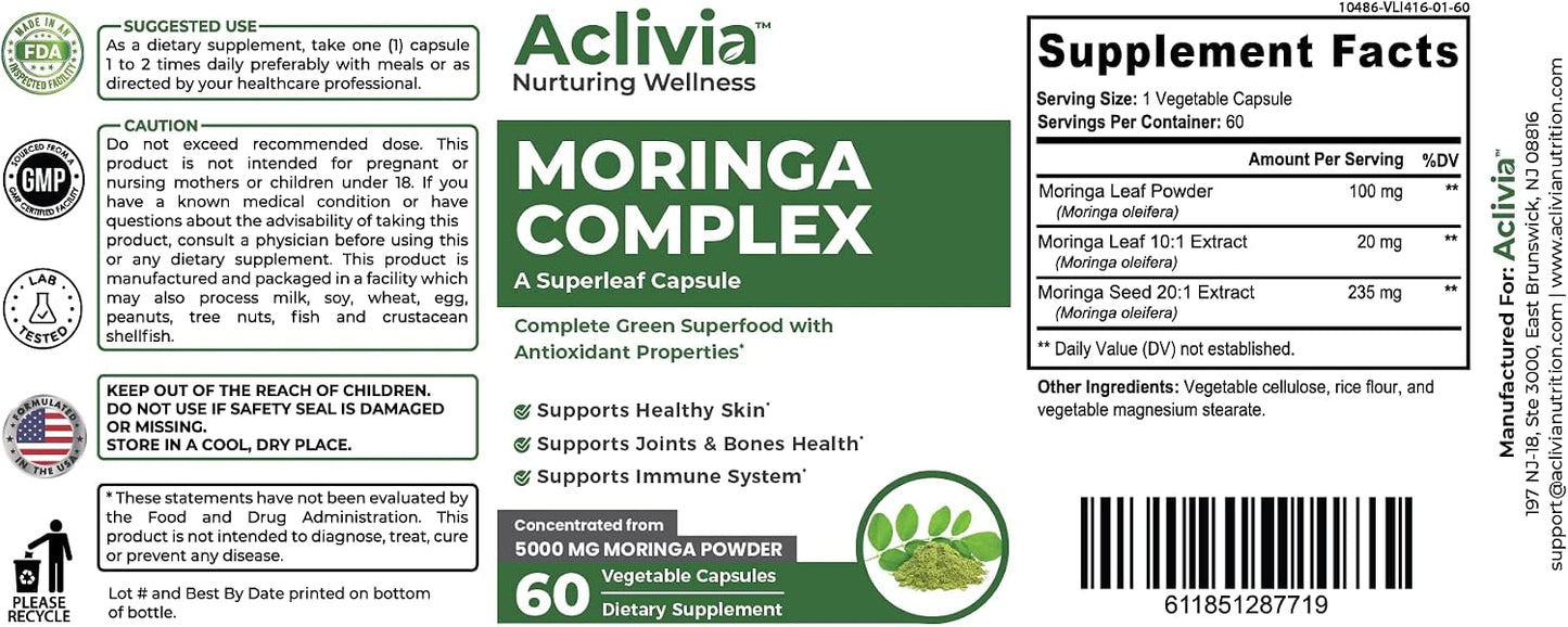 Moringa Complex - Maximum Strength Moringa Oleifera Food Supplement - 5000mg - 60 Capsules - görsel 8