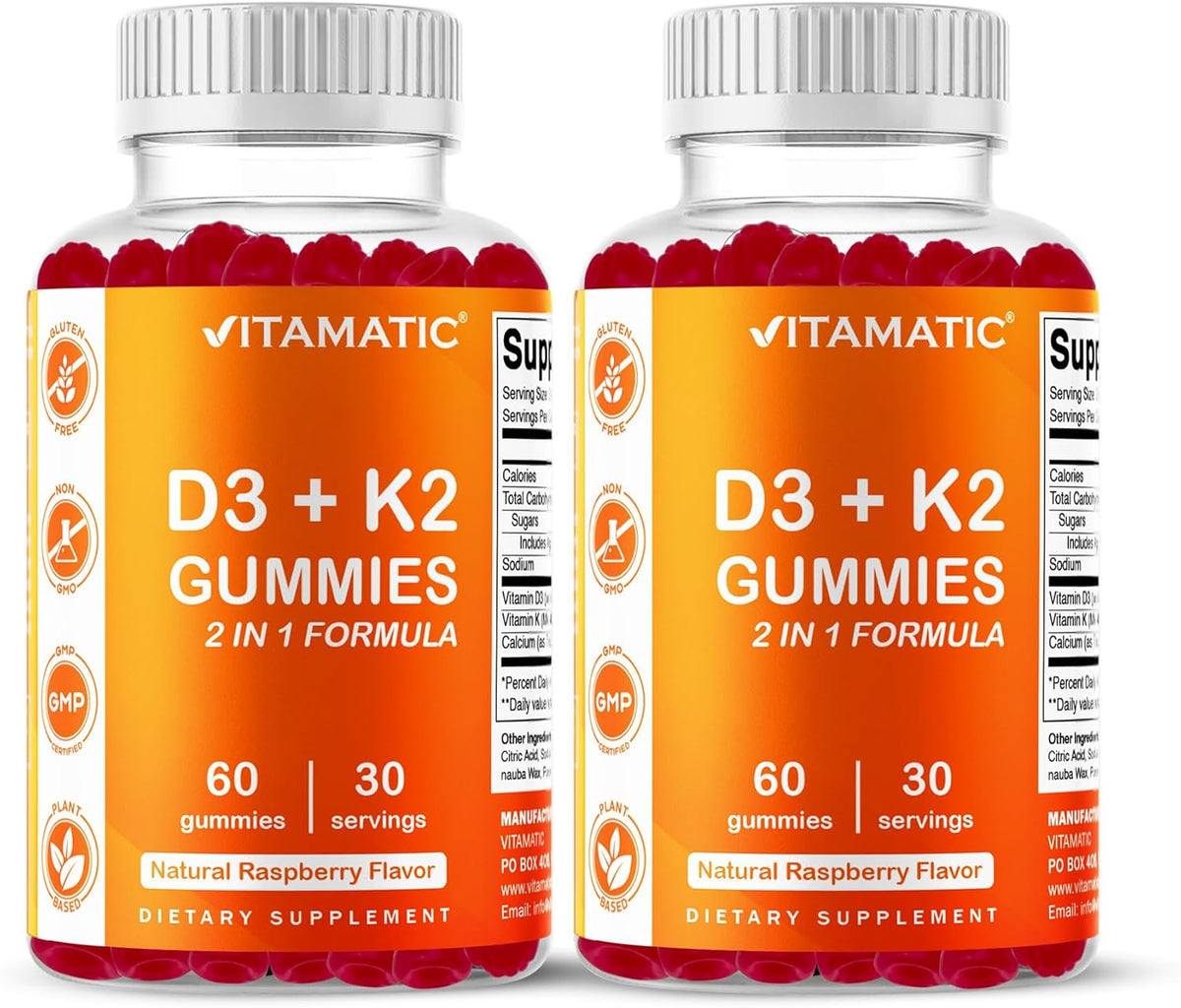 Vitamatic Vitamin D3 & K2 Gummies (Pack of Two) – Bone, Heart and Immune Support - görsel 1