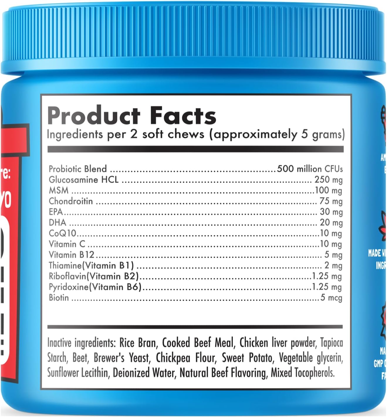 Dog Multivitamin Chews with Glucosamine, Chondroitin, Probiotics & Omegas - 30 Count - görsel 6