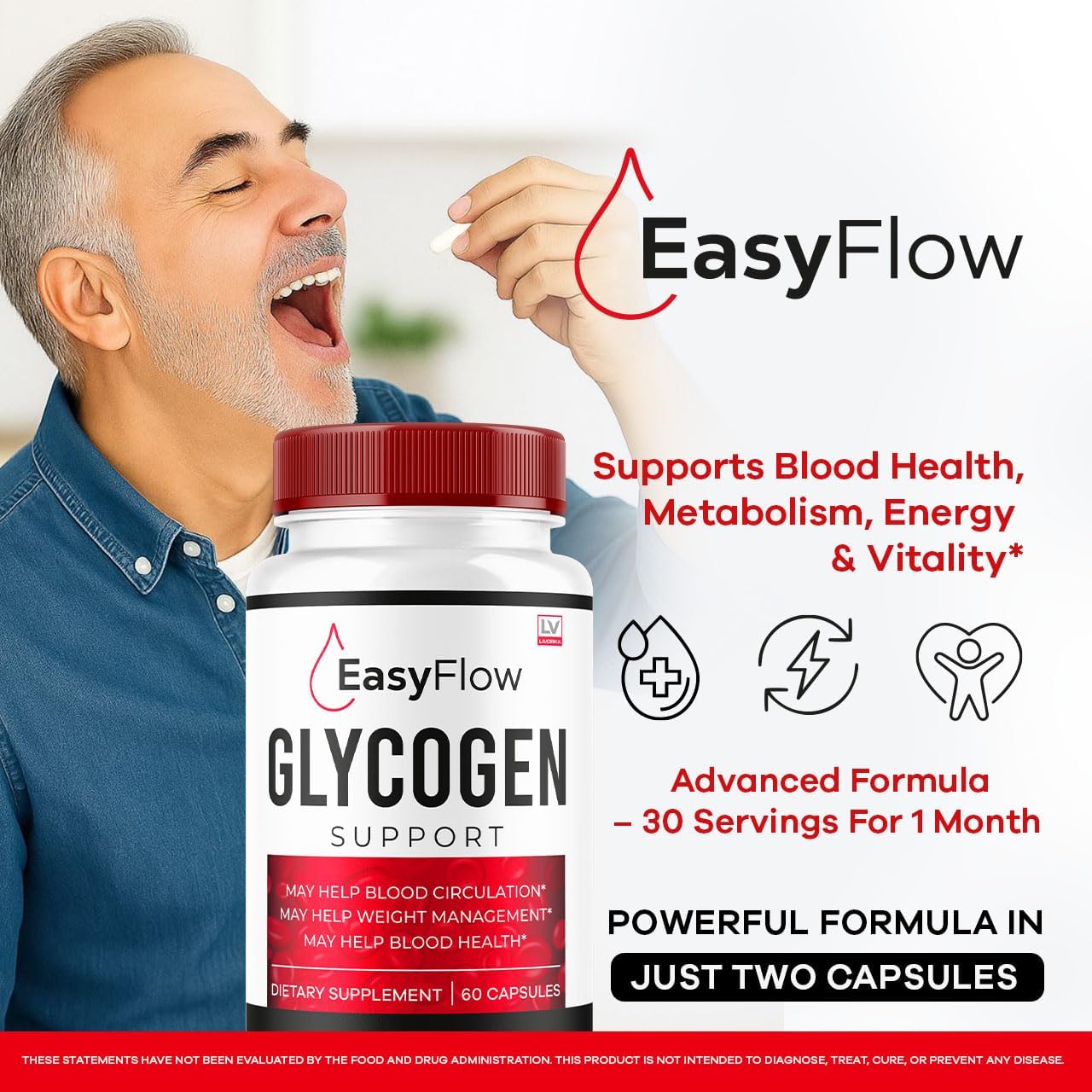 LIVORKA Easy Flow Glycogen Support - Blood Health & Circulatory Supplement - 300 Capsules - görsel 2