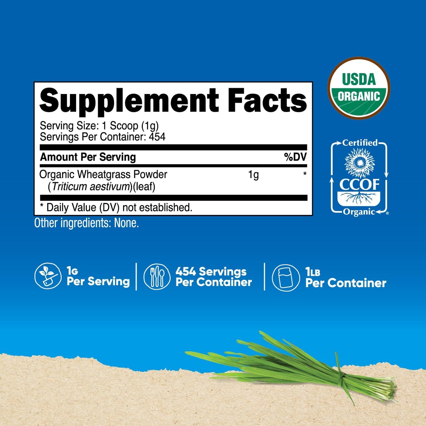 Nutricost Organic Wheatgrass Powder 453 g - Non-GMO Superfood - görsel 2