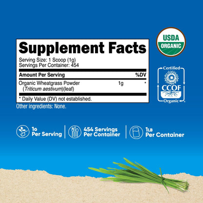 Nutricost Organic Wheatgrass Powder 453 g - Non-GMO Superfood