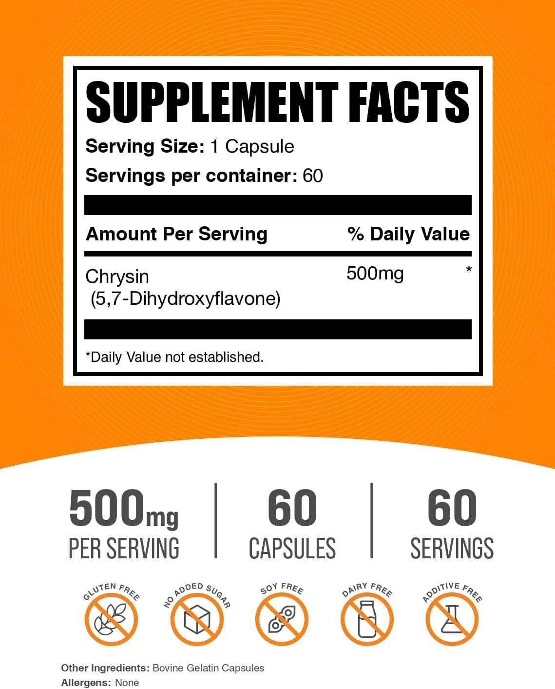 BulkSupplements.com Chrysin Capsules - 500mg, 60 Capsules - görsel 2