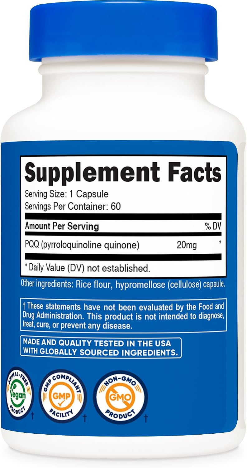 Nutricost PQQ (Pyrroloquinoline Quinone) 20 mg, 60 Capsules - görsel 5