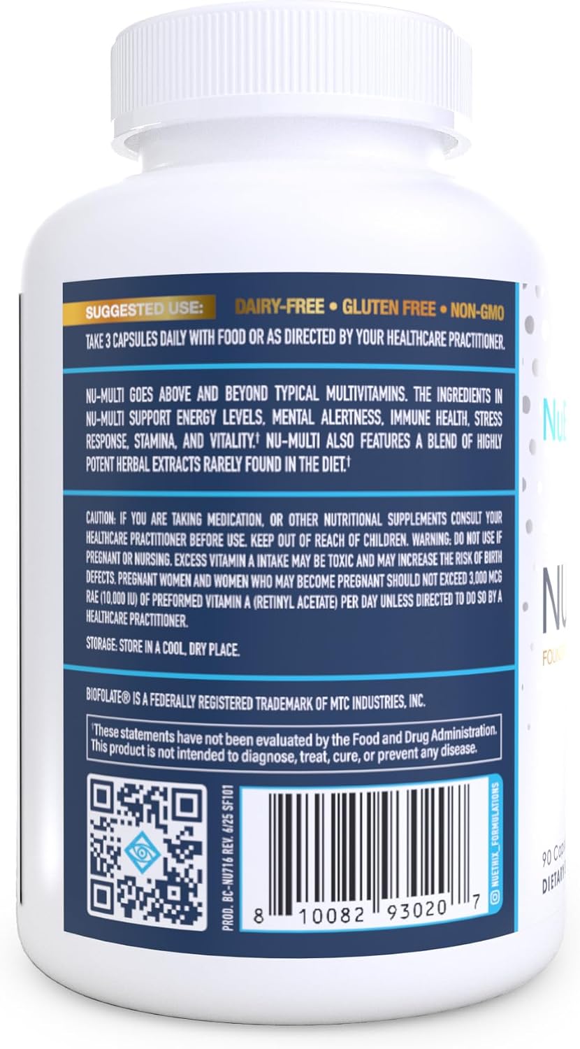 NuEthix Formulations Nu-Multi Foundational Micronutrient Support Dietary Supplement, 90 Capsules – Image 2